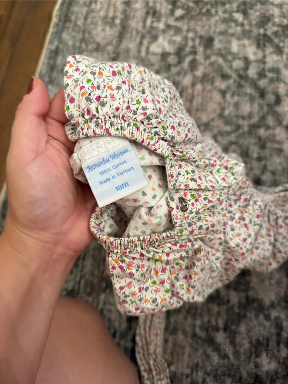 Girls Floral Bubble Romper with Ruffle Trim